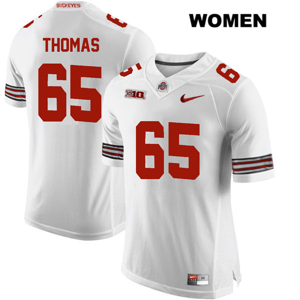 Ohio State Buckeyes Women's Phillip Thomas #65 White Authentic Nike College NCAA Stitched Football Jersey CM19G52QL